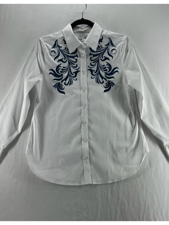 Chico's Tops - Chicos No Iron Wildflower Embroidered Shirt Womens 0 Long Sleeve Button Up White